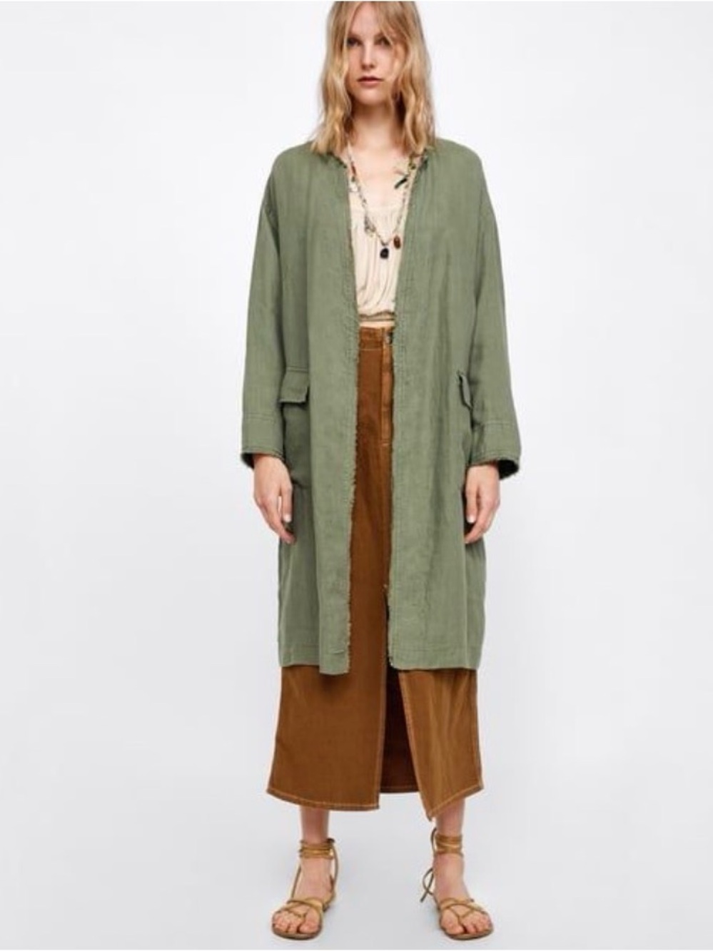ZARA Open Front Linen duster coat
